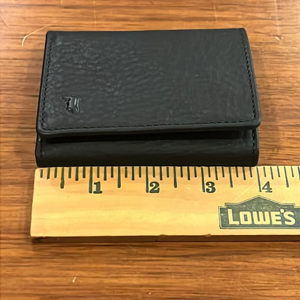 Will Leather Goods Trifold Black Leather Wallet ID Card Bill Slots